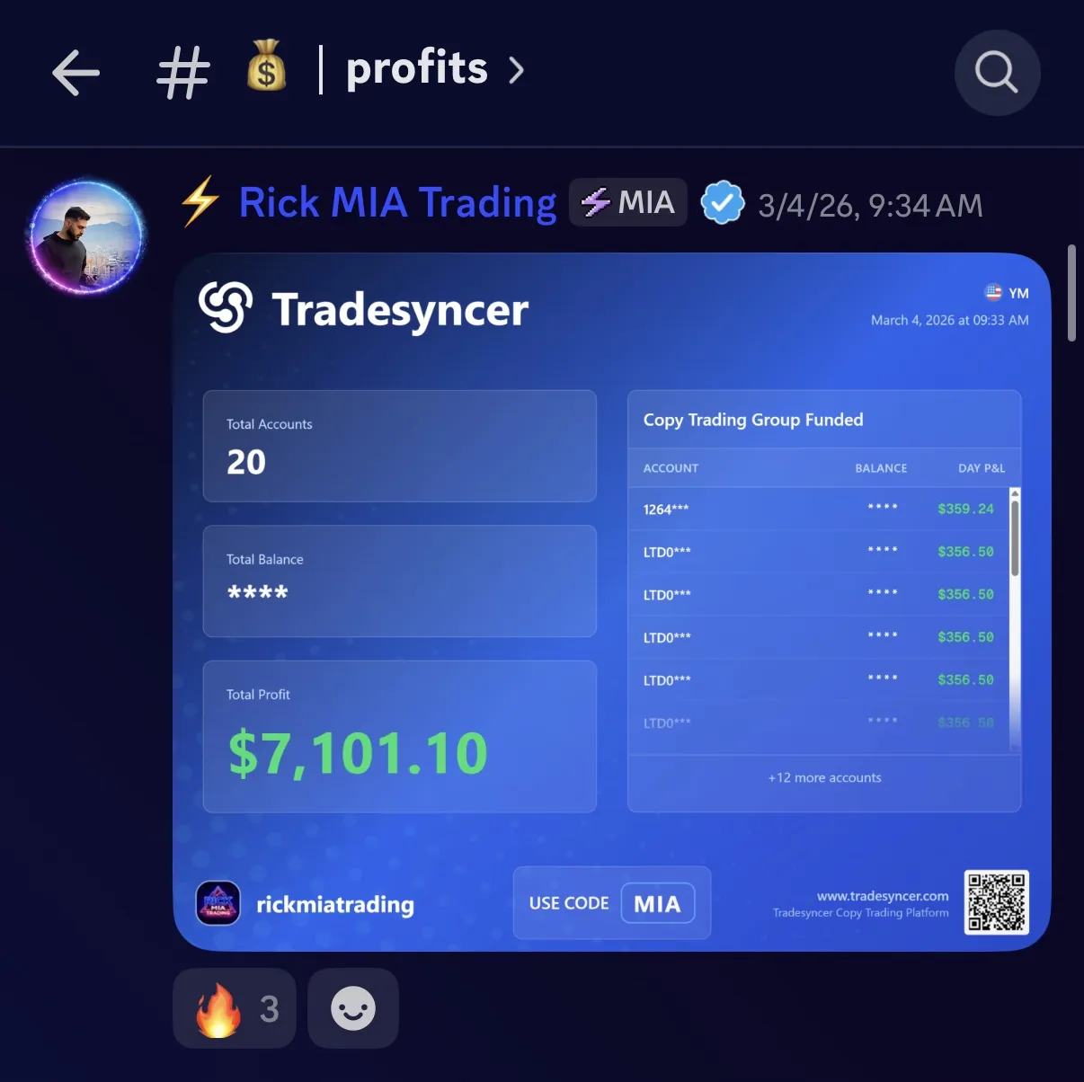 $7,101 verified trading result screenshot